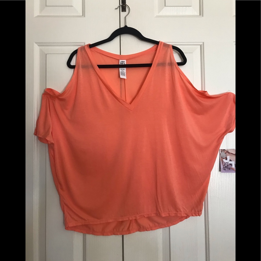 Joy Lab Peach Activewear Top w/cold shoulder NWT-L